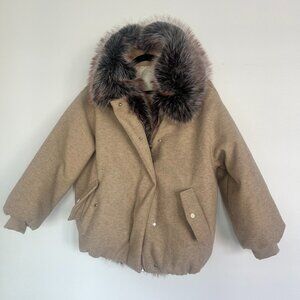 Cream Fur Insulated Coat